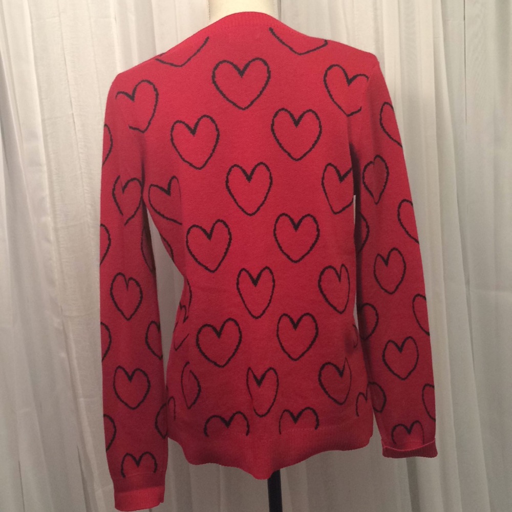 SOLD Black Outline Heart Red Valentine Sweater - Picture 2 of 5